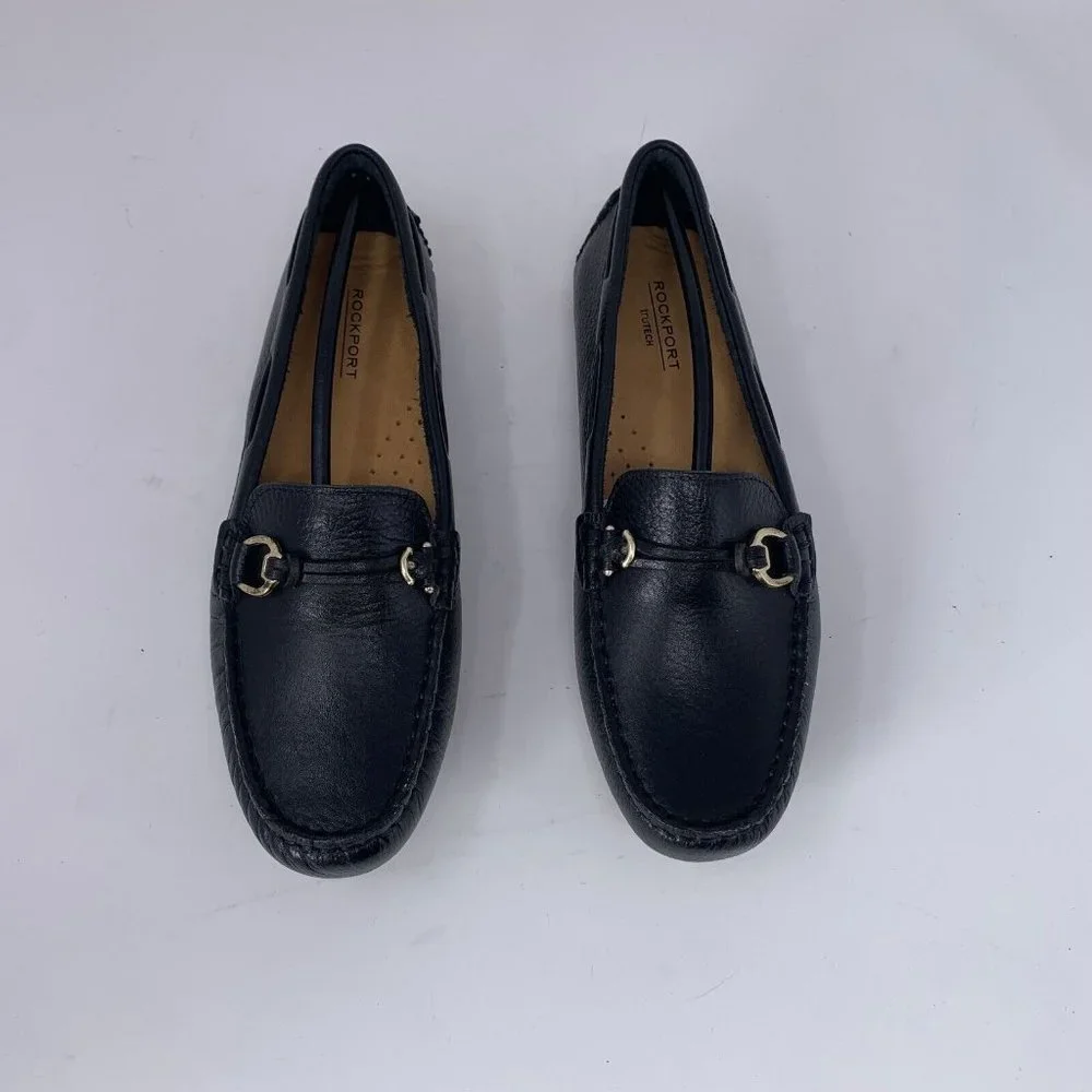 Rockport Bayview CI4772 Loafers Women's 6 Black Leather Casual Moc Slip On‎ 0561